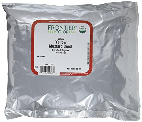 Frontier Co-op Organic Yellow Mustard Seed, Whole, 1 Pound Bulk Bag (Pack of 2)