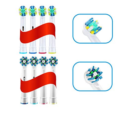 DEER REED Replacement Toothbrush Heads Compatible with Braun for Oral-B Electric Toothbrush Cross-Activity 3D Whitening Toothbrush Heads for Oral-B Oral Cleaning Tools -8PCS B-