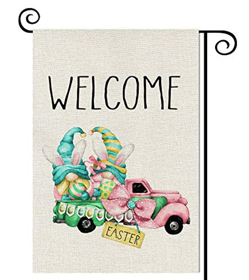 Balgardekor Welcome Easter Garden Flag Vertical Double Sided Truck Gnomes Farmhouse Burlap Spring Summer Yard Outdoor Decor Home Decor -12.5 x 18 Welcome Easter-