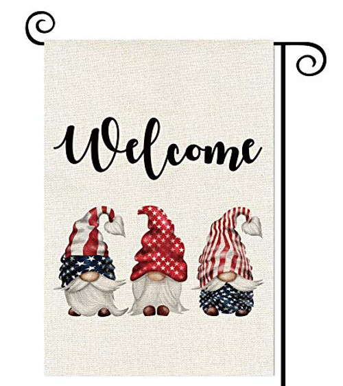 Balgardekor Welcome Patriotic Gnomes Garden Flag Vertical Double Sided Burlap 4th of July Spring Summer Yard Outdoor Decor Home Decor -12.5 x 18 Welcome Gnomes-