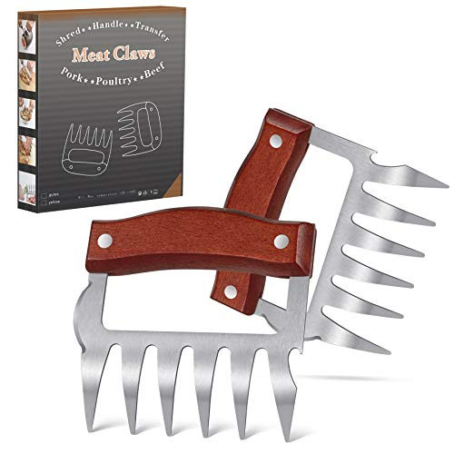 kiniza Meat Shredder ClawsMeat Claws Stainless Steel Meat Forks with Wooden Handle 2 Pcs BBQ Meat Shredding Claws Bear Claws Meat Shredder for Shredding Pulling Handing Pork Turkey and Chicken kiniza Meat Shredder ClawsMeat Claws Stainless Steel Meat Forks with Wooden Handle 2 Pcs BBQ Meat Shredding Claws Bear Claws Meat Shredder for Shredding Pulling Handing Pork Turkey and Chicken