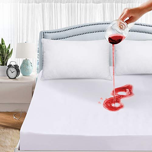 BYSURE Mattress Protector - Breathable & 100% Waterproof & Hypoallergenic Fitted Mattress Cover Vinyl Free - Fitted 16'' Deep Pocket (Queen Size) BYSURE Mattress Protector - Breathable & 100% Waterproof & Hypoallergenic Fitted Mattress Cover Vinyl Free - Fitted 16'' Deep Pocket (Queen Size)