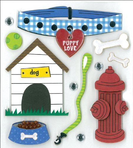 K and Company Dimensional Stickers-Everyday Puppy