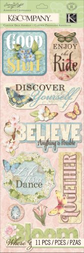 K and Company Floral Word Adhesive Chipboard by Susan Winget