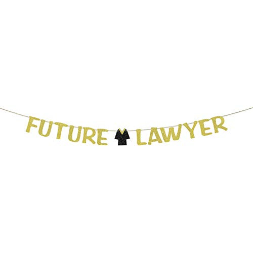 KakaSwa Glittery Future Lawyer Banner Congrats Grad Party Decorations Case Closed Law School Graduation Supplies Gold