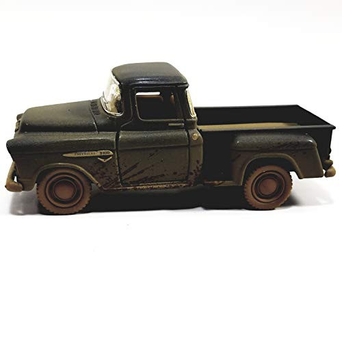 Kinsmart 1955 Blue Muddy Chevy Stepside Pickup 1-38 O Scale Diecast Truck