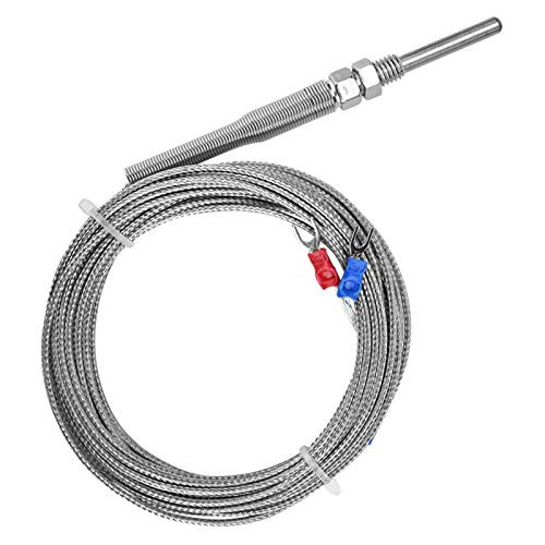 Thermocouple Thermocouple Probe Highly Sensitive M8 Thread Type K Thermocouple 30mm Probe Temperature Sensor Wire 0-400? for Temperature Measurement-5M-