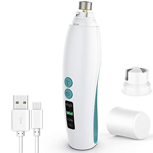 RUCACIO Dog Nail Grinder Electric Professional 3-Speed Rechargeable Pet Nail Grinder for Small Medium Large Dogs  and  Cats Upgraded Painless Dog Nail Trimmer Clipper for Paws Grooming  and  Smoothing