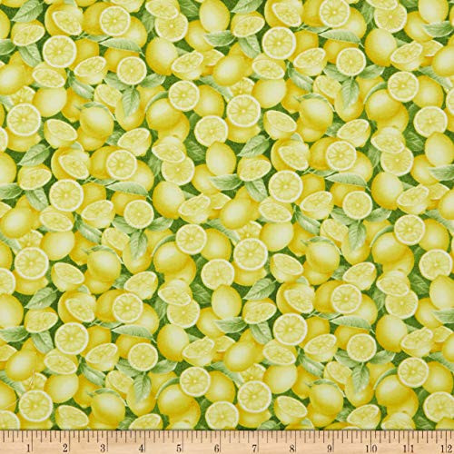 Henry Glass  and  Company Henry Glass Just Packed Lemons Fabric Yellow