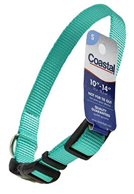 Coastal - Adjustable Dog Collar with Plastic Buckle Teal 5-8" x 10"-14"