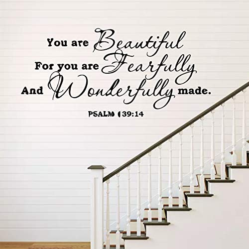 You are Beautiful for You are Fearfully and Wonderfully Made -Psalm 139-14 Wall Decal Sticker Vinyl Verses Bible Prayer Wall Decor. Inspirational Quote Stickers Sayings Words Art Decor You are Beautiful for You are Fearfully and Wonderfully Made -Psalm 139-14 Wall Decal Sticker Vinyl Verses Bible Prayer Wall Decor. Inspirational Quote Stickers Sayings Words Art Decor