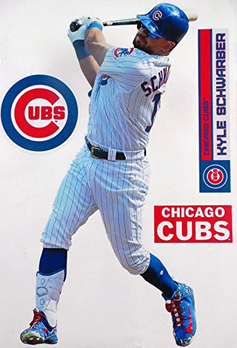 Kyle Schwarber FATHEAD Chicago Cubs Logo Set Official MLB Vinyl Wall Graphics 17" INCH