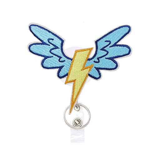 Cartoon Flash Wings Badge Reels Retractable with Alligator Clip and Key Ring 24 inches Thick Pull Cord