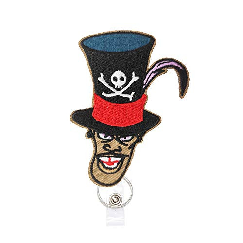 Pirate Badge Reels Retractable with Alligator Clip and Key Ring 24 inches Thick Pull Cord