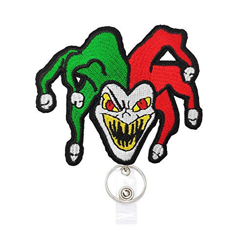 Joker Clown Badge Reels Retractable with Alligator Clip and Key Ring 24 inches Thick Pull Cord Bartender Gift