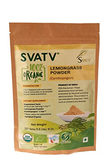 SVATV - Organic Lemongrass Powder II Indian Herbs and Spices II USDA Certified Organic II Cooking Baking Culinary and Tea coffee II 227g SVATV - Organic Lemongrass Powder II Indian Herbs and Spices II USDA Certified Organic II Cooking Baking Culinary and Tea coffee II 227g