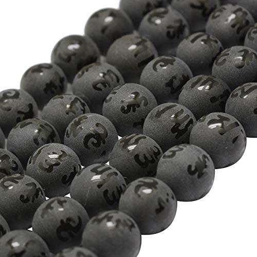 OLYCRAFT 47pcs 8mm Natural Black Agate Beads Strand Gemstone Round Loose Beads Energy Stone Beads for Jewelry Making - 14 Inch
