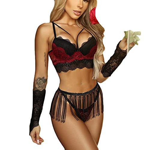 Lingerie For Women For Sex NaughtyWomen Sexy Lace Lingerie Nightwear Two Piece Babydoll Bra Panty Underwear Set