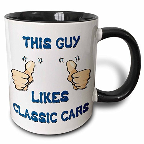 3dRose Blonde Designs This Guy Likes With Thumbs - This Guy Likes Classic Cars - 15oz Two-Tone Black Mug (mug_150296_9) 3dRose Blonde Designs This Guy Likes With Thumbs - This Guy Likes Classic Cars - 15oz Two-Tone Black Mug (mug_150296_9)