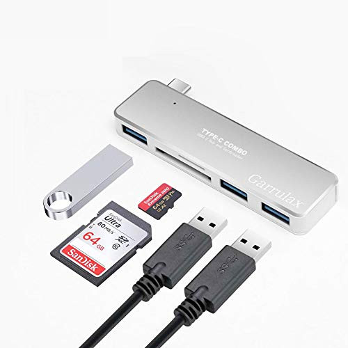 GARRULAX USB C Hub 5 in 1 Ultra Slim USB C Adapter with SD-Micro SD Card Reader  and  3 USB 3.0 Ports USB Type C Hub for MacBook Pro 2019-2018