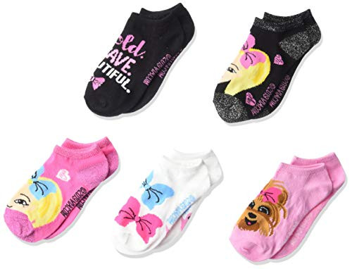 Jojo Siwa girls Jojo Siwa 5 Pack No Show Casual Sock Assorted Multi Fits Sock Size 6-8.5 Fits Shoe Size 7.5-3.5 US