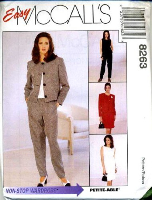 McCall's Sewing Pattern 8263 Misses' Lined Jacket Dress or Top Pull-on Pants and Skirt E -Size 14 16 18- McCall's Sewing Pattern 8263 Misses' Lined Jacket Dress or Top Pull-on Pants and Skirt E -Size 14 16 18-