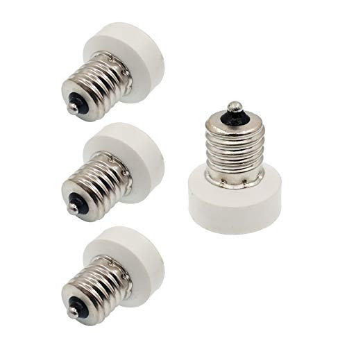 E-Simpo 4pcs E17 to E12 Adapter Intermediate Base E17 to Candelabra Base E12 Lamp Base Socket Holder ConverterAllow You Install Candle Lamp into E17 Socket PBT CE ROHS