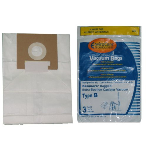 3 Kenmore Type B Vacuum Cleaner Allergen Extra-Suction Canister Vacuum Cleaner Bags Galaxy Series 85003 634875 24196 20-24196 0-24196 115.2496210 02053278000