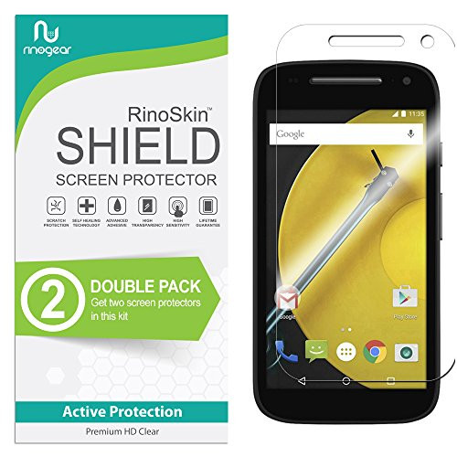-2-Pack- RinoGear Screen Protector for Motorola Moto E -2nd Gen 2015- Case Friendly Motorola Moto E Screen Protector Accessory Full Coverage Clear Film