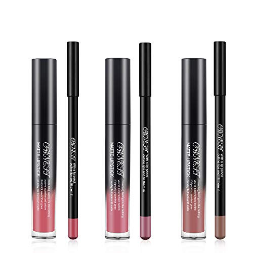 Ownest 6 Packs Matte Nude Lipstick and Lip Liner kit Velvet Matte Lip Gloss Waterproof Lip Makeup Durable Lipgloss Cosmetics Long Lasting Non-Stick Cup Lip Gloss Gift Set Ownest 6 Packs Matte Nude Lipstick and Lip Liner kit Velvet Matte Lip Gloss Waterproof Lip Makeup Durable Lipgloss Cosmetics Long Lasting Non-Stick Cup Lip Gloss Gift Set