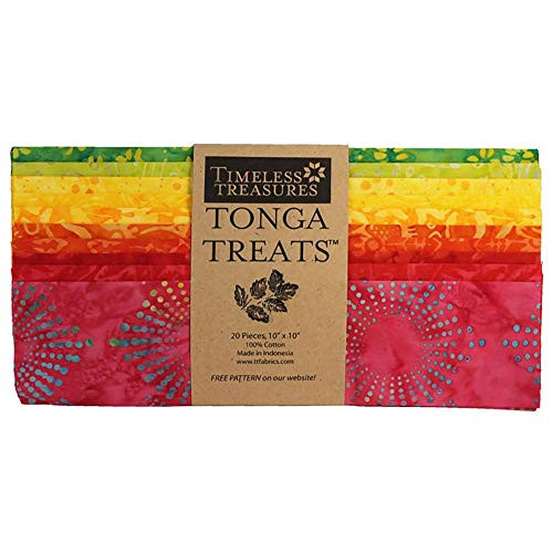 Timeless Treasures Tonga Batik Treat 10'' Square Pack Vivid Fabric by the Yard