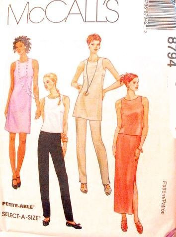 McCall's Sewing Pattern 8794 Misses' Dress. Top Tunic Pants  and  Skirt Size B -8 10 12-