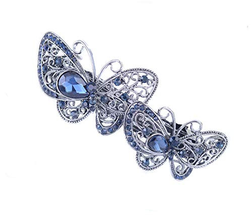 Women Crystal Hair Barrettes Vintage Spring Clips Fancy Hair Clip Rhinestones Butterfly Hair Pins -B - Women Crystal Hair Barrettes Vintage Spring Clips Fancy Hair Clip Rhinestones Butterfly Hair Pins -B -