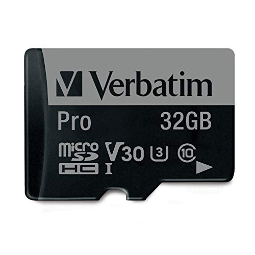 Verbatim 32GB Pro 600X microSDHC Memory Card with Adapter, UHS-I V30 U3 Class 10