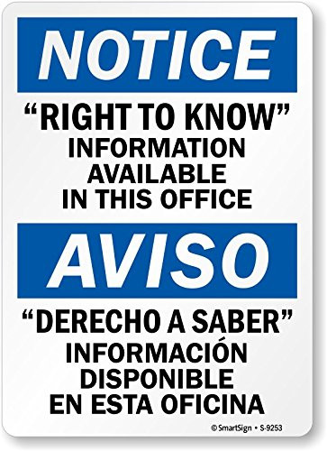 SmartSign Notice - Right to Know Information Available Bilingual Label  10" x 14" Laminated Vinyl