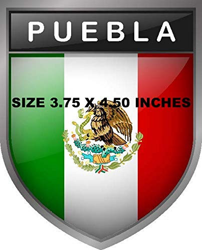 Mexican Flag Sticker Decal Puebla State  -Pack of 2- Mexico Flag 3.75" X 4.50" BAY-13