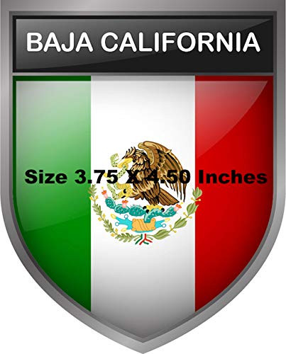 Mexican Flag Sticker Decal Baja California State  -Pack of 2- Mexico Flag 3.75" X 4.50" BAY-22