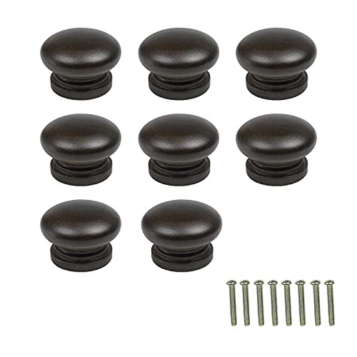 Metany 8pcs Black Walnut Door Knobs Round Shape Drawer Cupboard Locker Pulls Handles Wood Drawer Knob Mushroom Shape Wooden Cabinet Dresser Knobs Pulls Wardrobe Drawer Cabinet Home Kitchen Hardware