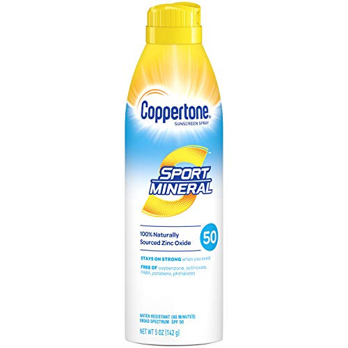 Coppertone Sport Mineral SPF 50 Sunscreen Spray Zinc Oxide Sunscreen Water Resistant 5 Ounce Coppertone Sport Mineral SPF 50 Sunscreen Spray Zinc Oxide Sunscreen Water Resistant 5 Ounce