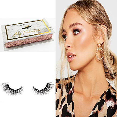 MyFabulash 3D Mink Eyelashes 15-19mm Natural False Eyelashes Siberian 3D Mink Lashes Natural Look Handmade Reusable Eyelashes Popular Fluffy Volume Lashes 1 Pair