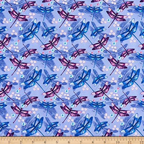 Studio E Fabrics Midnight Hydrangea Small Dragonfly Fabric Lilac
