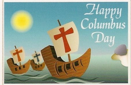 8" Round ~ Happy Columbus Day ~ Edible Cake-Cupcake Topper