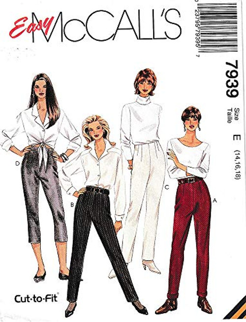 McCall's Pattern 79361995 Misses Pants and Capri Pants- Size E -14-16-18-