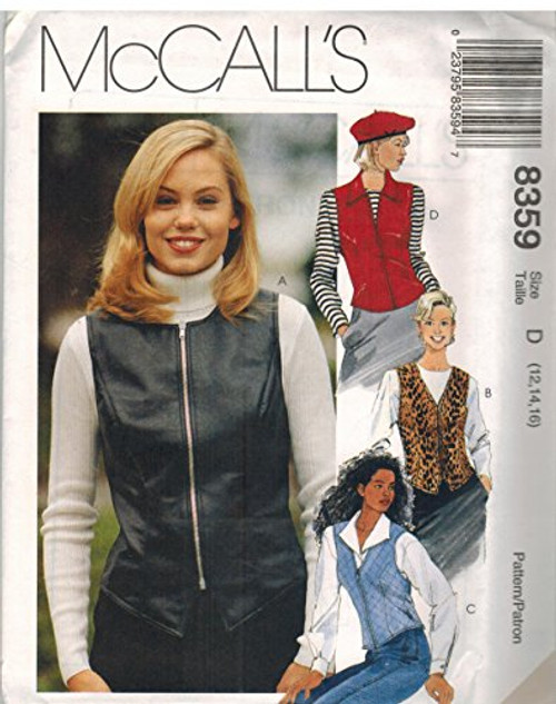 8359 McCalls Sewing Pattern Uncut Misses Princess Seamed Lined Vests Size 14 16 18 8359 McCalls Sewing Pattern Uncut Misses Princess Seamed Lined Vests Size 14 16 18