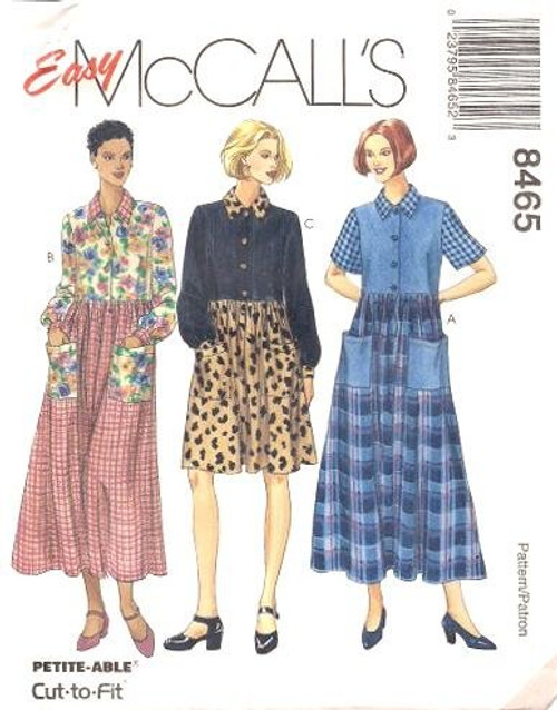 McCall's Sewing Pattern 8465 Misses' Dress in 2 Lengths Size B -8 10 12-