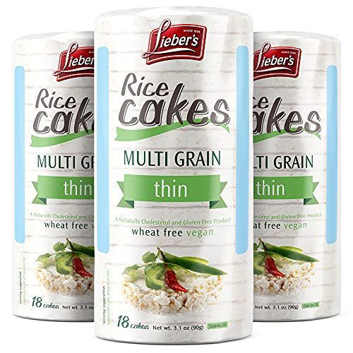 LIEBERS Rice Cakes Kosher Certified Snack Dairy Free Wheat Free Gluten Free And Vegan options -pack of 3- -Multi Grain-