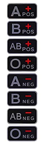 2pcs Blood Group Type Medic Positive-Negative 3D Military Patch PVC Badges Patch Tactical Stickers for Clothes with Hook -B--