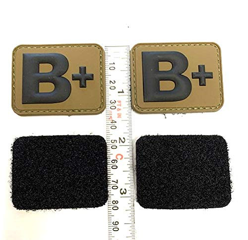 TUFF 3D Blood Type PVC Patch with Hook and Loop Fastener 2 Pieces - Multicam Match -B Positive-