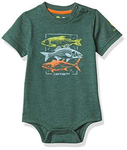 Carhartt Boys' Short Sleeve Bodyshirt Hunter Green Heather 18 Months