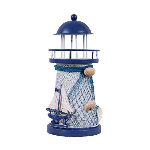 E-view Metal Lighthouse Nautical Themed Ornaments Rustic Decorative Home Rooms Decoration Ocean Sea Beach Lighthouse Decor -B-